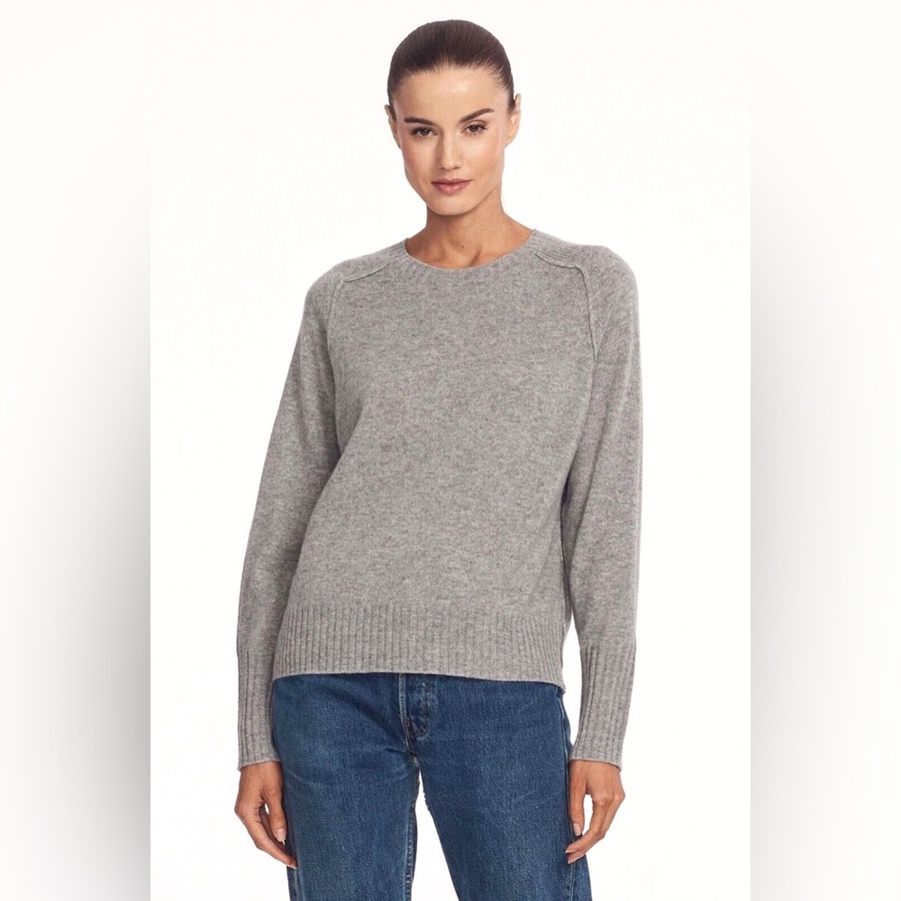 360 Cashmere Katya Sweater Mid Heather Grey Ribbed Crew Neck Size Small - NEW!